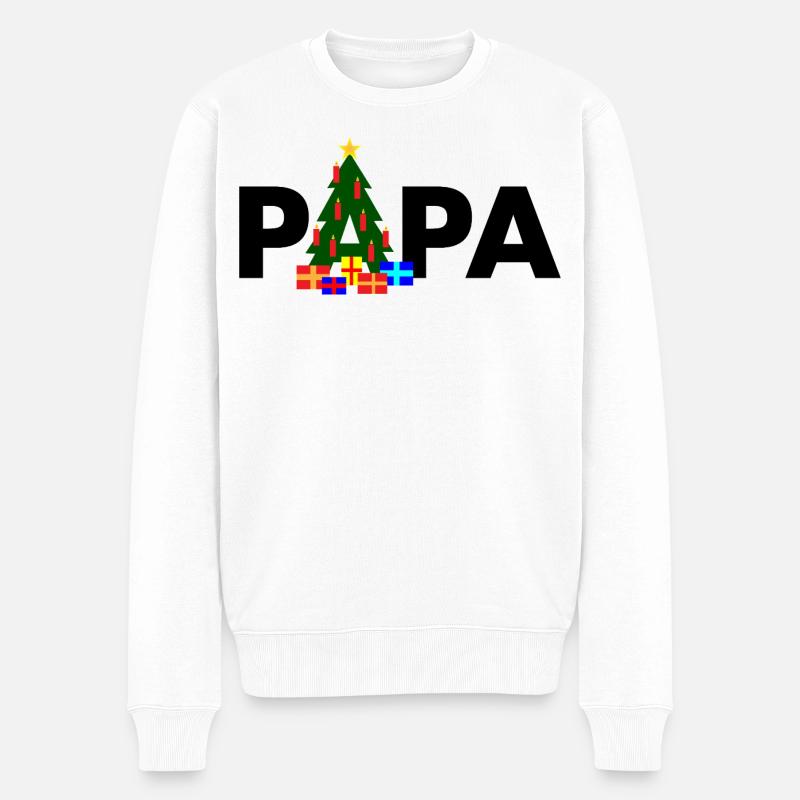 Papa Weihnachtsbaum - Männer Premium Bio Pullover - Weiß