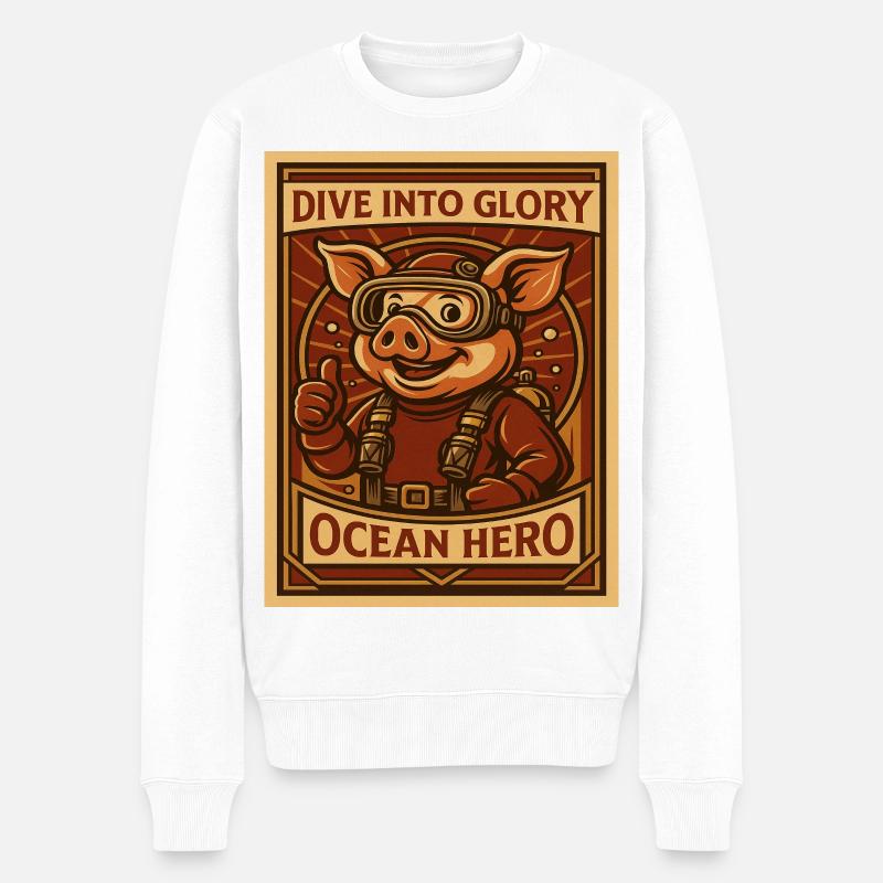 Plongeur Cochon Océanique - Pull Premium bio Homme - blanc