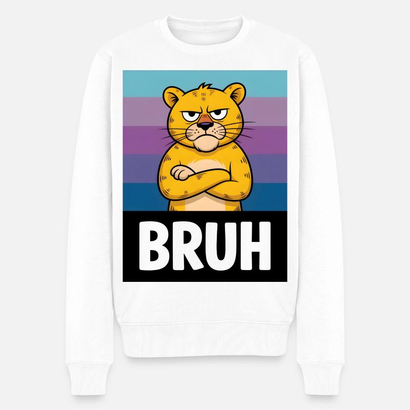 Grummel Katze BRUH - Pull Premium bio Homme - blanc