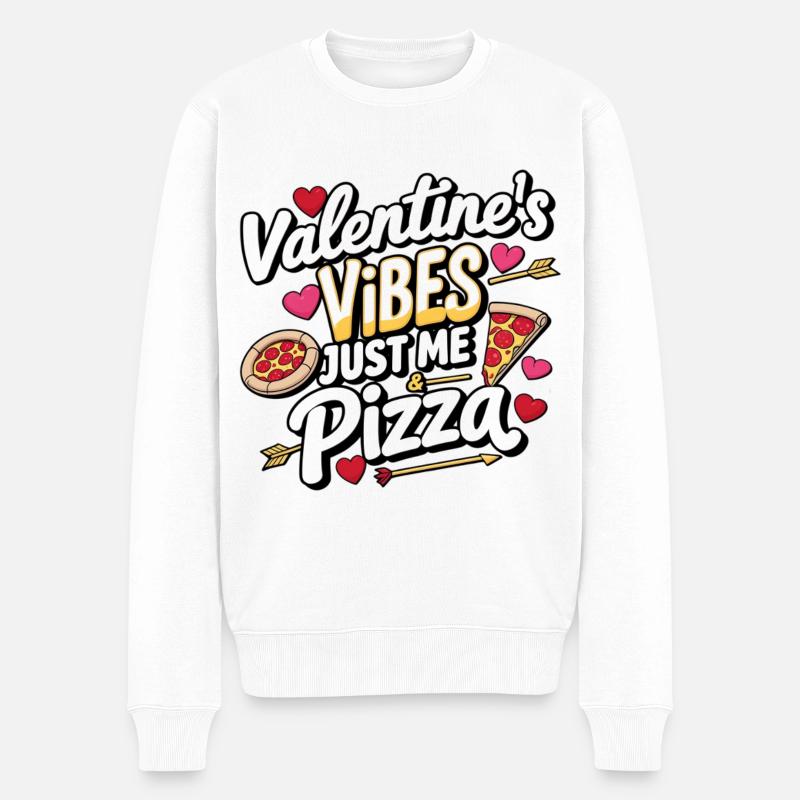 Love de la Saint-Valentin Pizza Vibrations - Pull Premium bio Homme - blanc