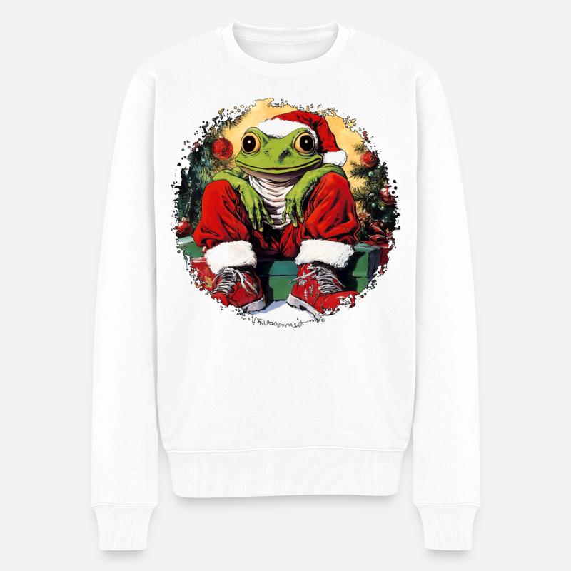 Weihnachten Frösche - Männer Premium Bio Pullover - Weiß