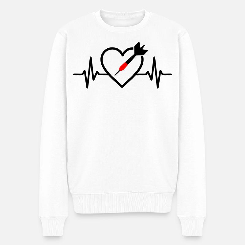 Herz Darts – Leidenschaft Präzision - Männer Premium Bio Pullover - Weiß