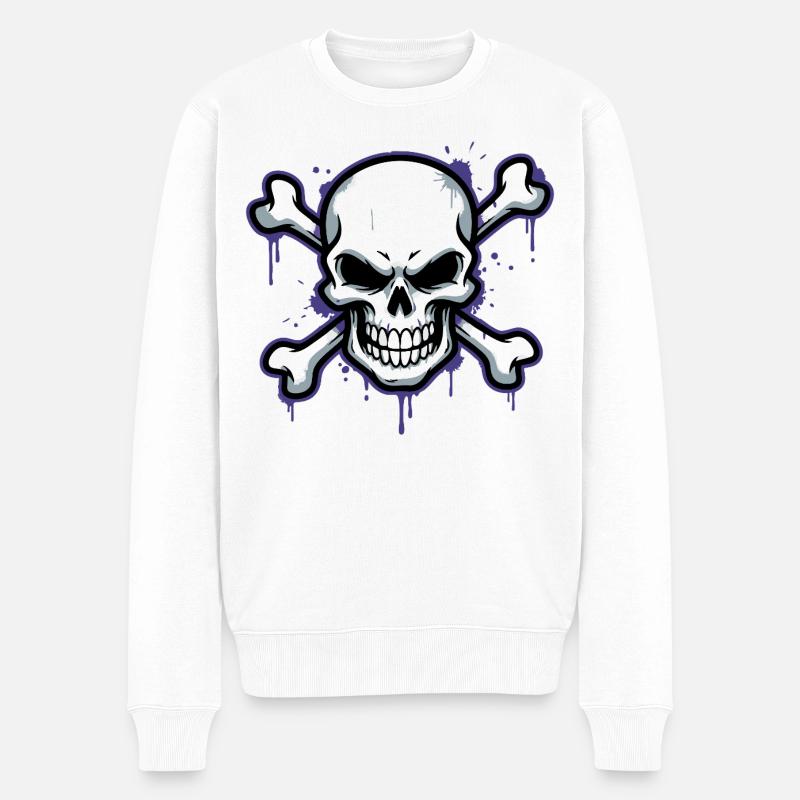 Crâne sombre avec os - Pull Premium bio Homme - blanc