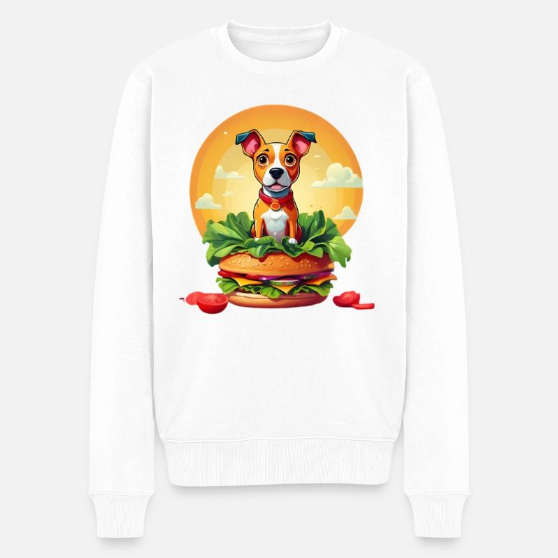 Burger Hund im Sonnenkreis - Männer Premium Bio Pullover - Weiß
