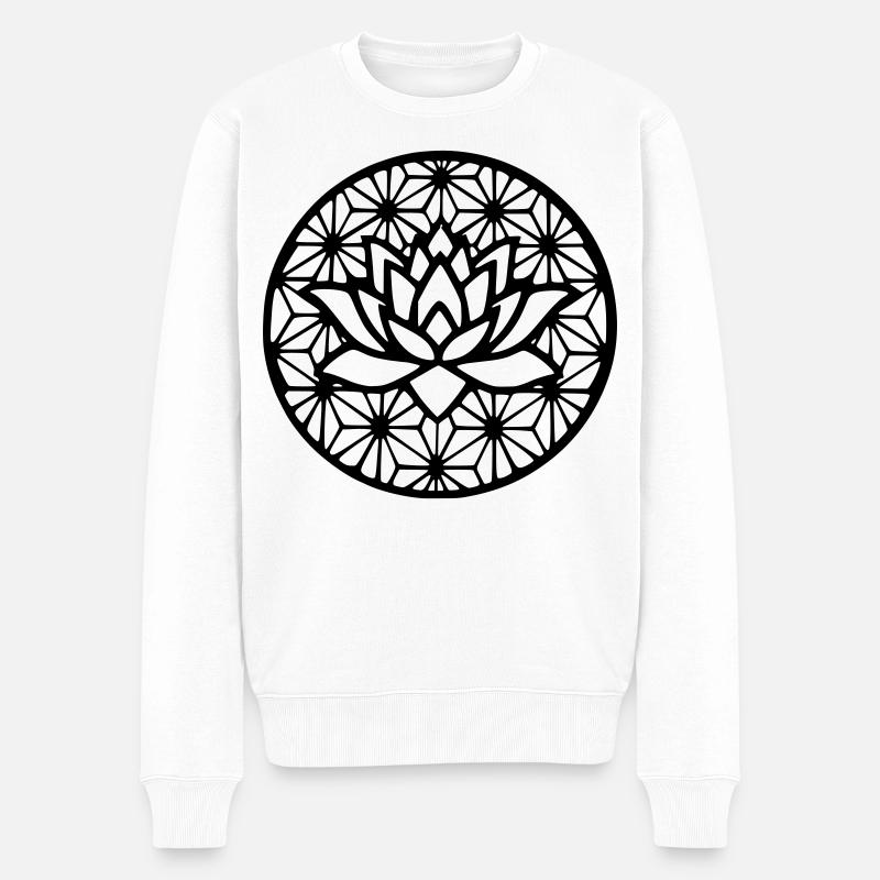Fleur de vie & lotus - Pull Premium bio Homme - blanc