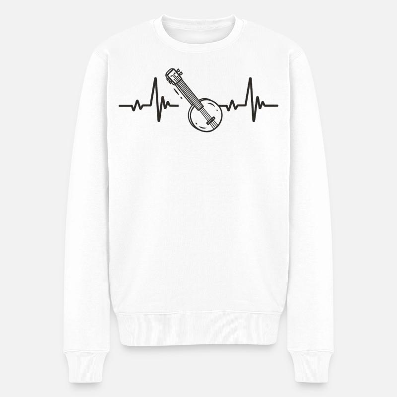 Banjo, Bluegrass, Volksinstrument, Musik, Rhythmus, Herz, - Männer Premium Bio Pullover - Weiß