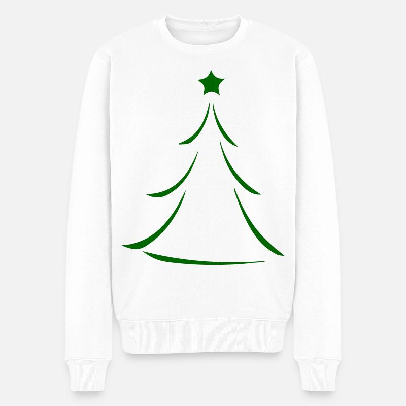 Silhouette minimale de sapin de Noël vert - Pull Premium bio Homme - blanc