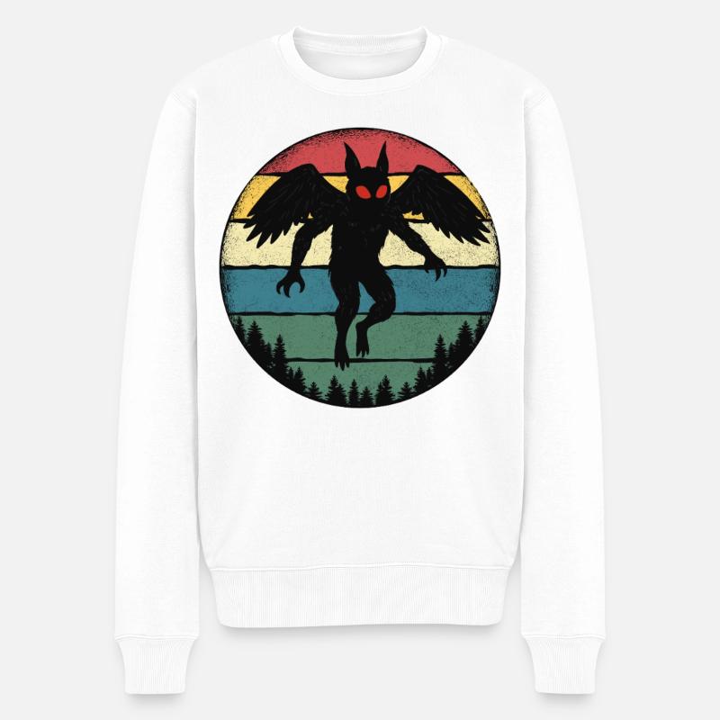Mothman Retro Cryptid Legend - Männer Premium Bio Pullover - Weiß