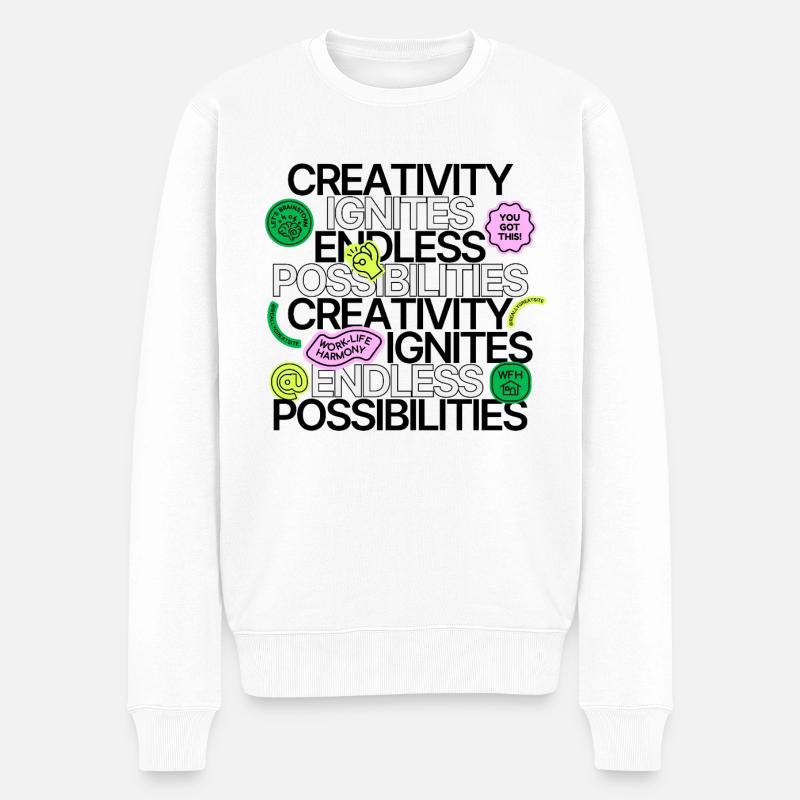 Creativity Ignites Endless Possibilities - Männer Premium Bio Pullover - Weiß