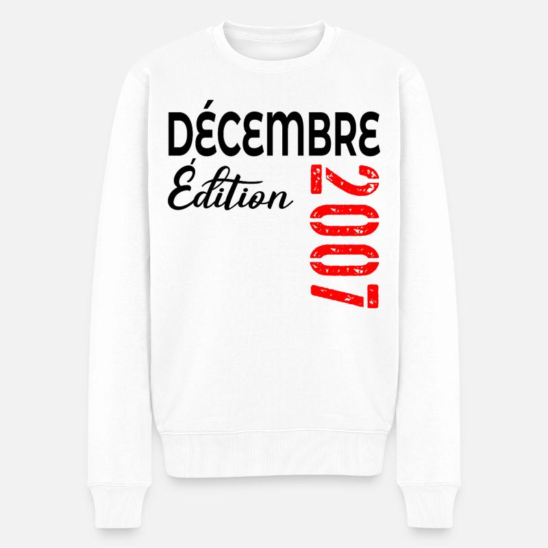 Dezember 2007, 18-jähriges Jubiläum - Männer Premium Bio Pullover - Weiß