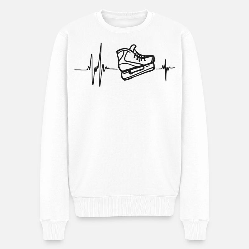 Eisschlittschuhe, Eiskunstlauf, Eishockey, Herzrhythmus - Männer Premium Bio Pullover - Weiß