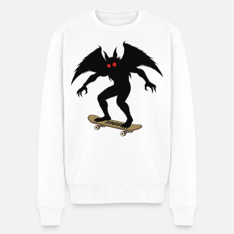 Mothman 1966 Skateboarding - Männer Premium Bio Pullover - Weiß
