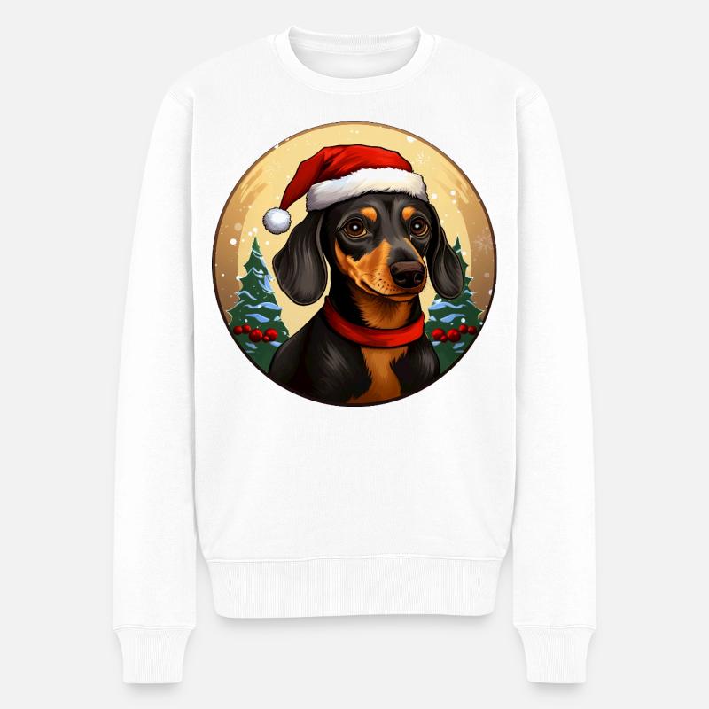 Noël teckel - Pull Premium bio Homme - blanc