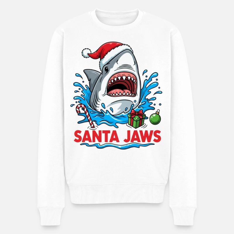 Noël requin - Pull Premium bio Homme - blanc