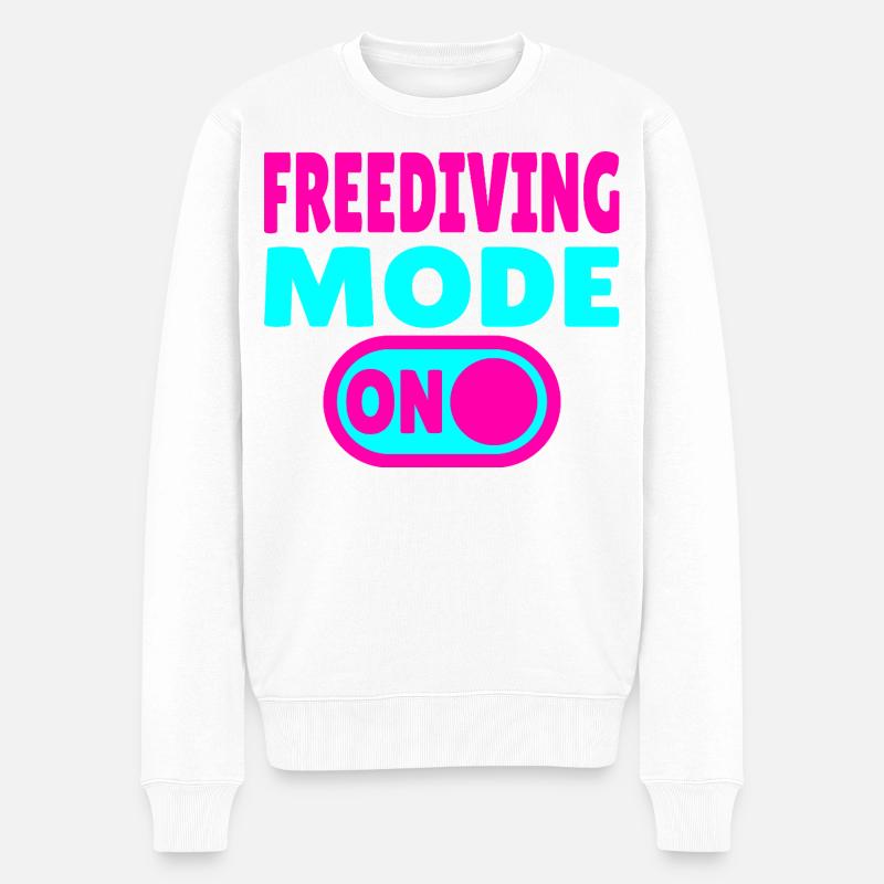 Freediving Mode ON - Taucher - Männer Premium Bio Pullover - Weiß