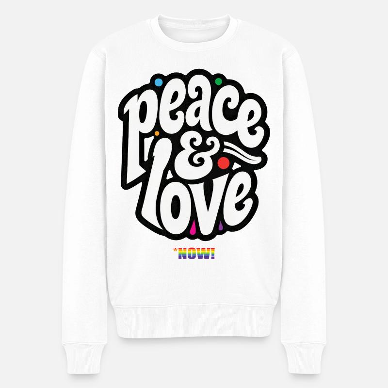 FRIEDENSLIEBE #5 – lass uns reden. - Männer Premium Bio Pullover - Weiß