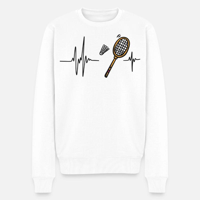 Badmintonherz | Federhahn-Schläger mit schnellem Tempo - Männer Premium Bio Pullover - Weiß