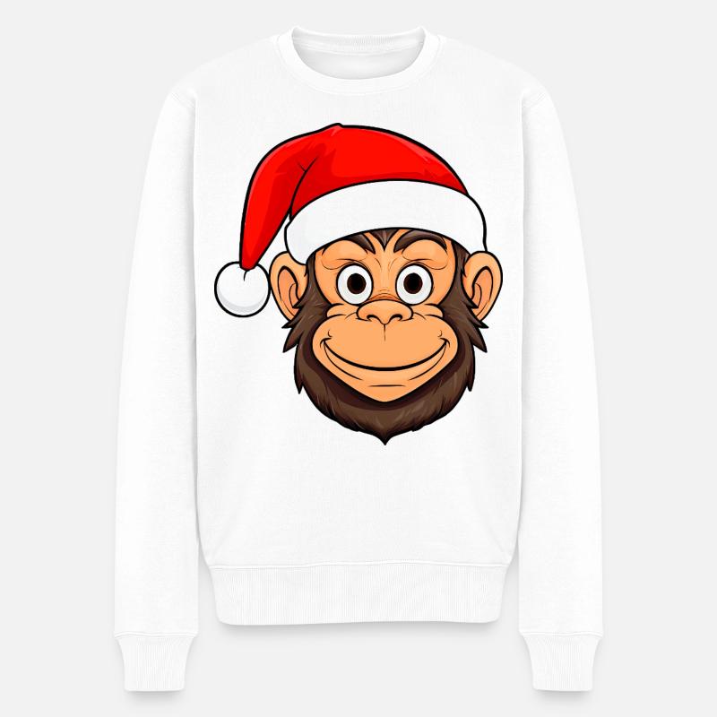 Singe Noël / Père Noël Singe - Pull Premium bio Homme - blanc