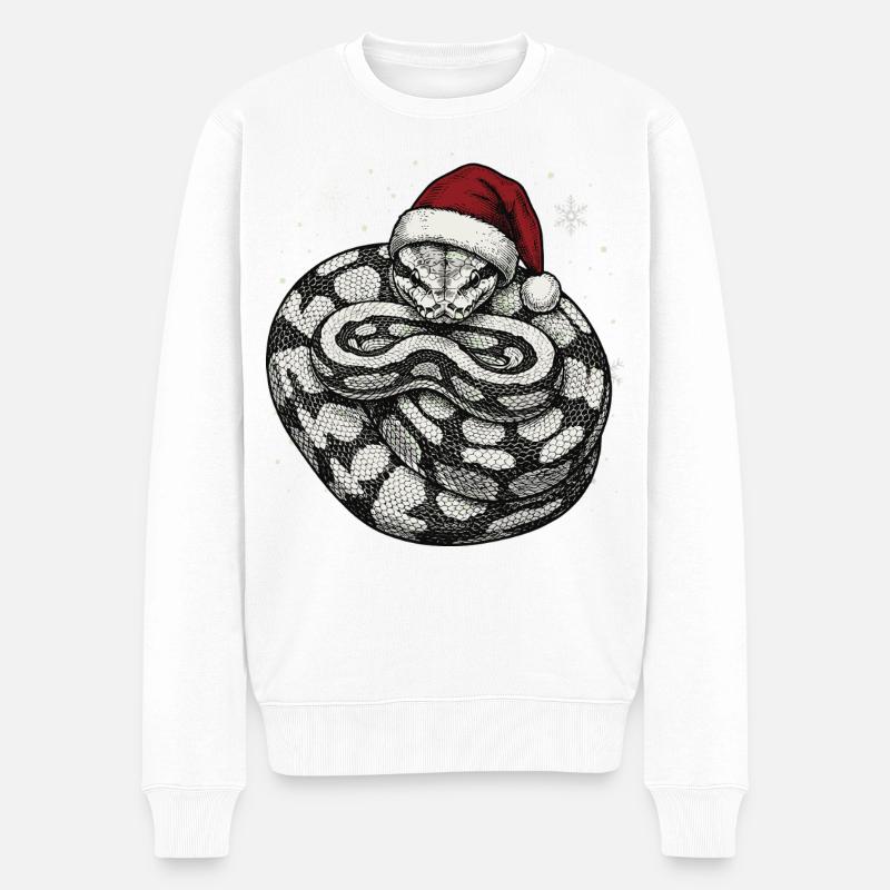 Königspython Weihnachten Ball Python Schlange - Männer Premium Bio Pullover - Weiß