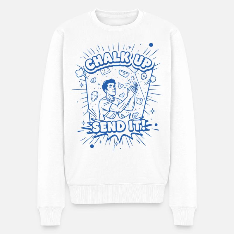 Kreide auf, schick es, kletterndes Boulder-Design - Männer Premium Bio Pullover - Weiß