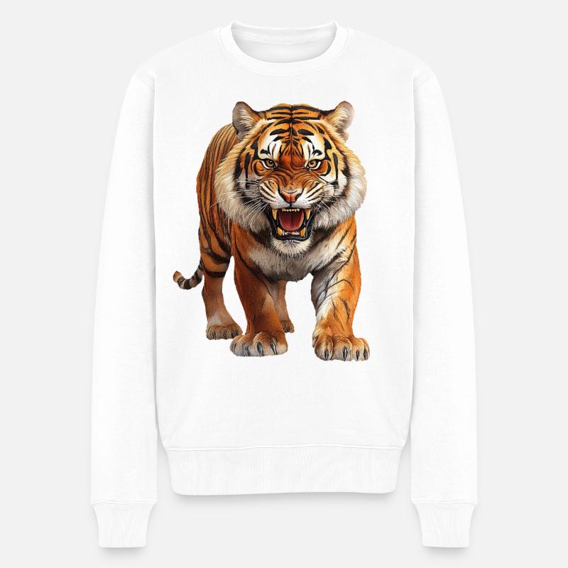 Tiger - Männer Premium Bio Pullover - Weiß