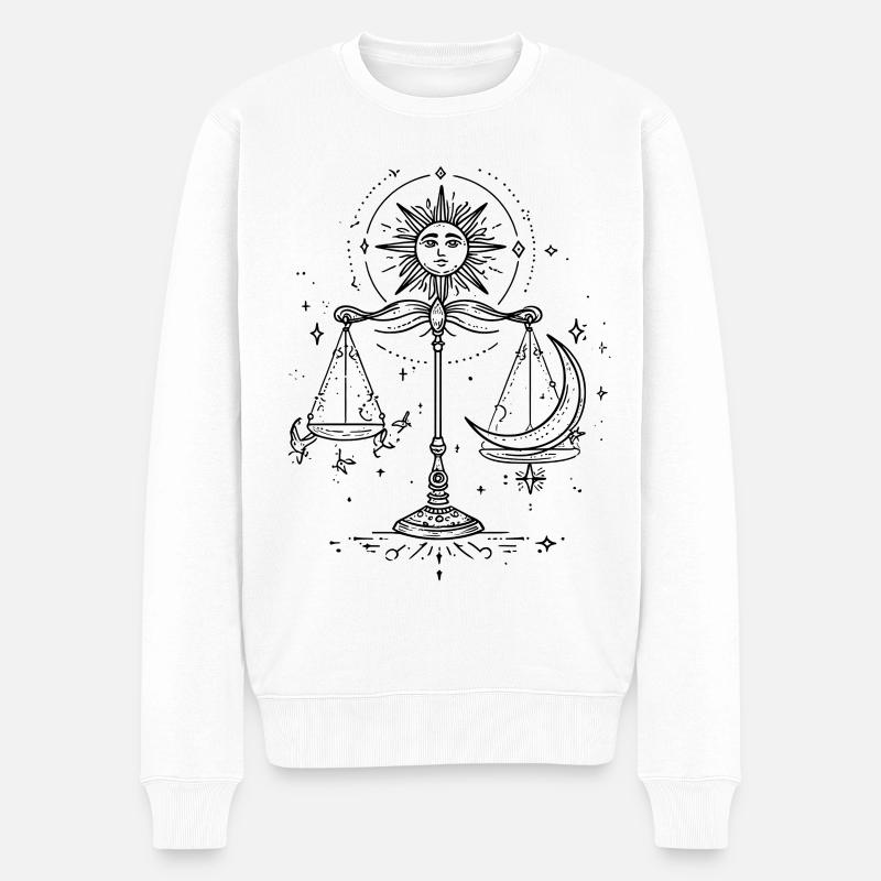 mystische Waage - Männer Premium Bio Pullover - Weiß