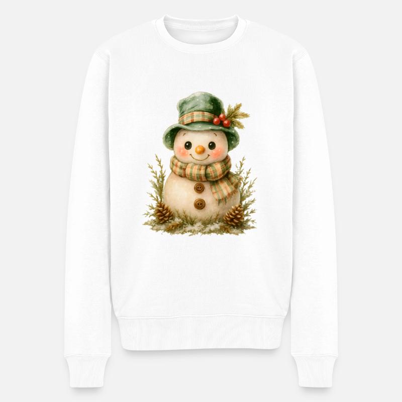 Winterfreund Schneemann - Männer Premium Bio Pullover - Weiß