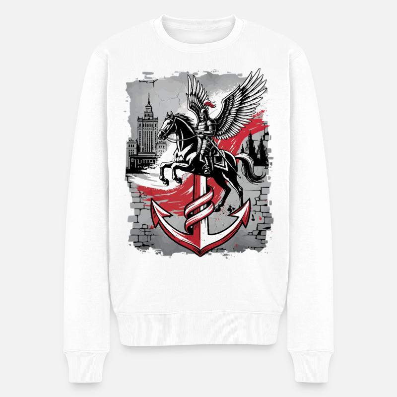 Husaren Warschau PW Straßenkunst-Tee - Männer Premium Bio Pullover - Weiß