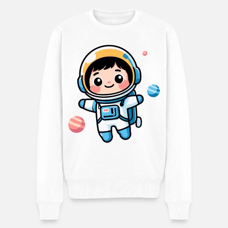 Kleiner Astronaut - Männer Premium Bio Pullover - Weiß