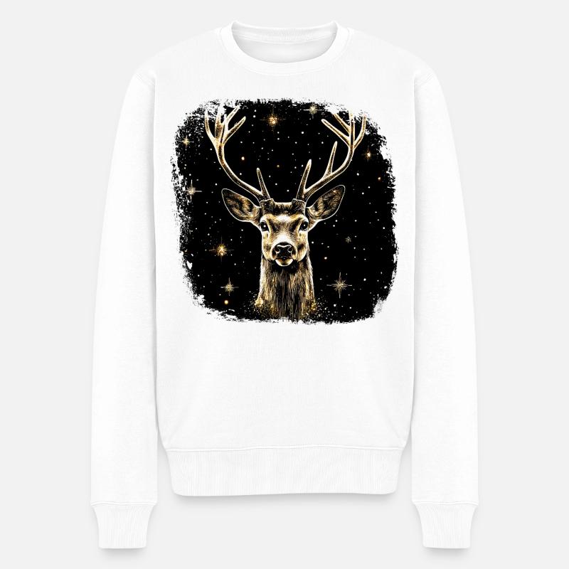 Schöner Hirsch - Männer Premium Bio Pullover - Weiß