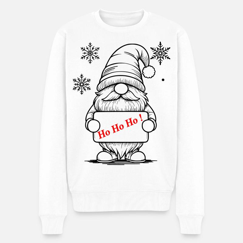 Weihnachtsgnom - Männer Premium Bio Pullover - Weiß