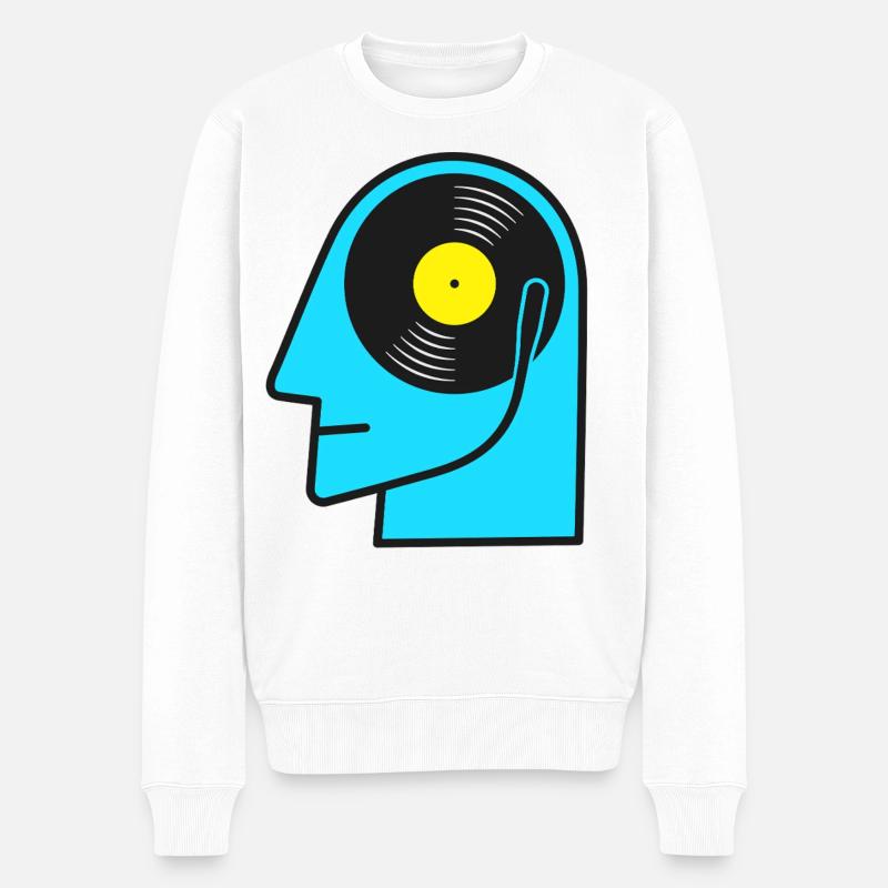 Vinylalbum Head Pop Art - Männer Premium Bio Pullover - Weiß