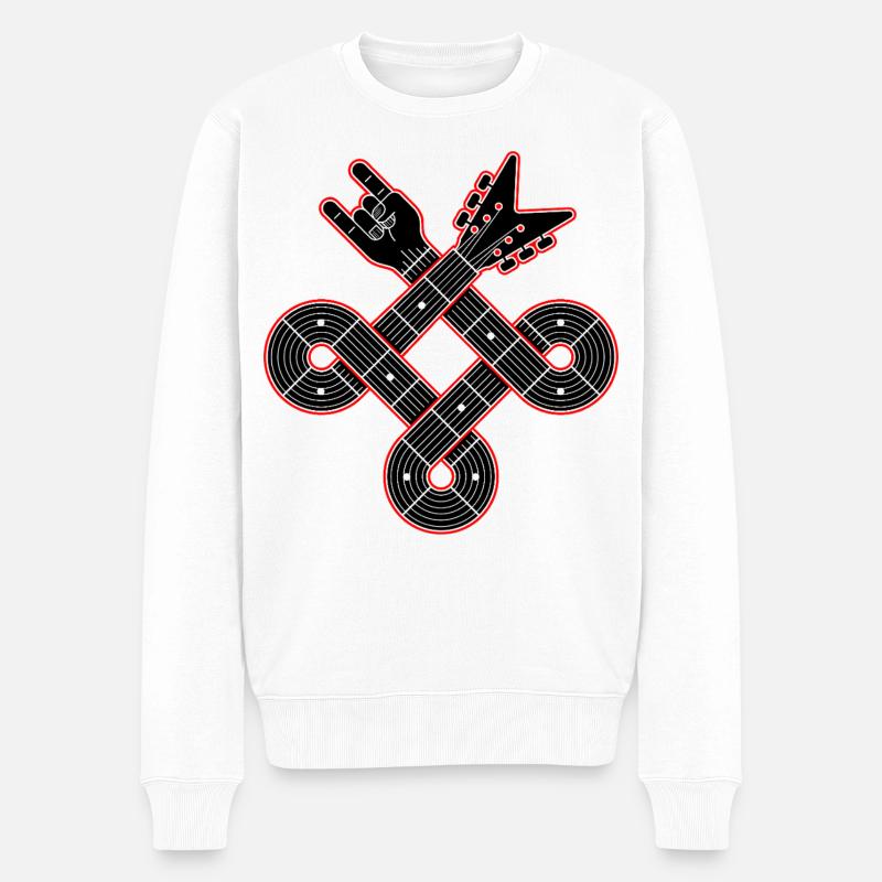 Keltische Knotengitarre mit Fingerhörnern - Männer Premium Bio Pullover - Weiß