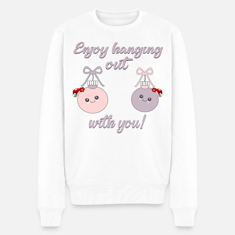 Weihnachtsfreunde abhängen - Männer Premium Bio Pullover - Weiß