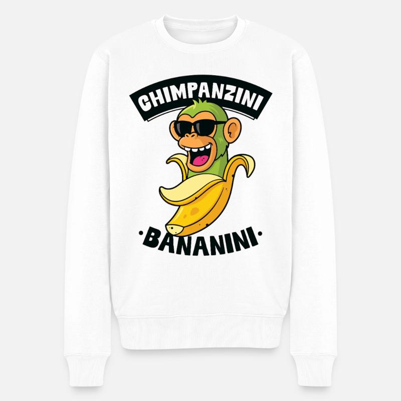 Schimpansen Bananini - Männer Premium Bio Pullover - Weiß