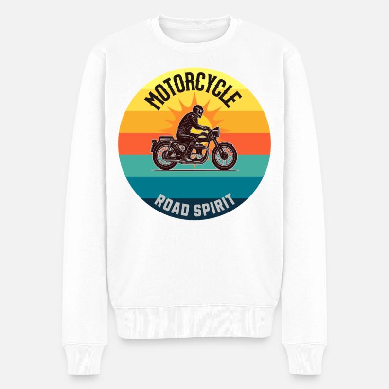 Motorrad Road Spirit Retro Badge - Männer Premium Bio Pullover - Weiß