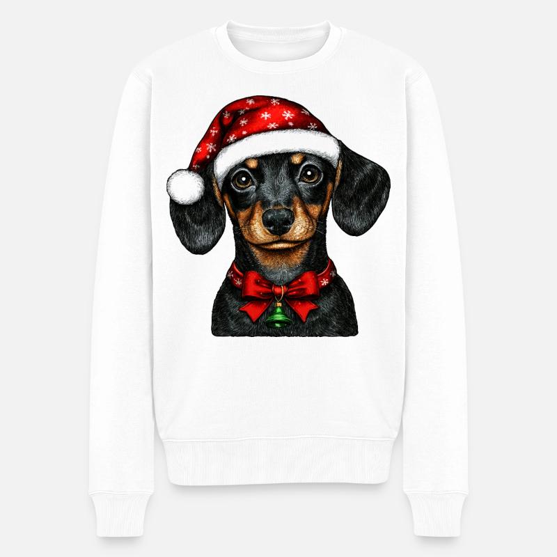 Weihnachten Dackel - Männer Premium Bio Pullover - Weiß