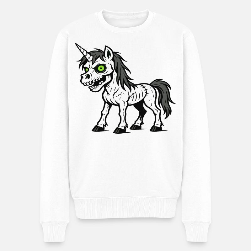 Zombie-Einhorn-Cartoon-Horrorkreatur - Männer Premium Bio Pullover - Weiß