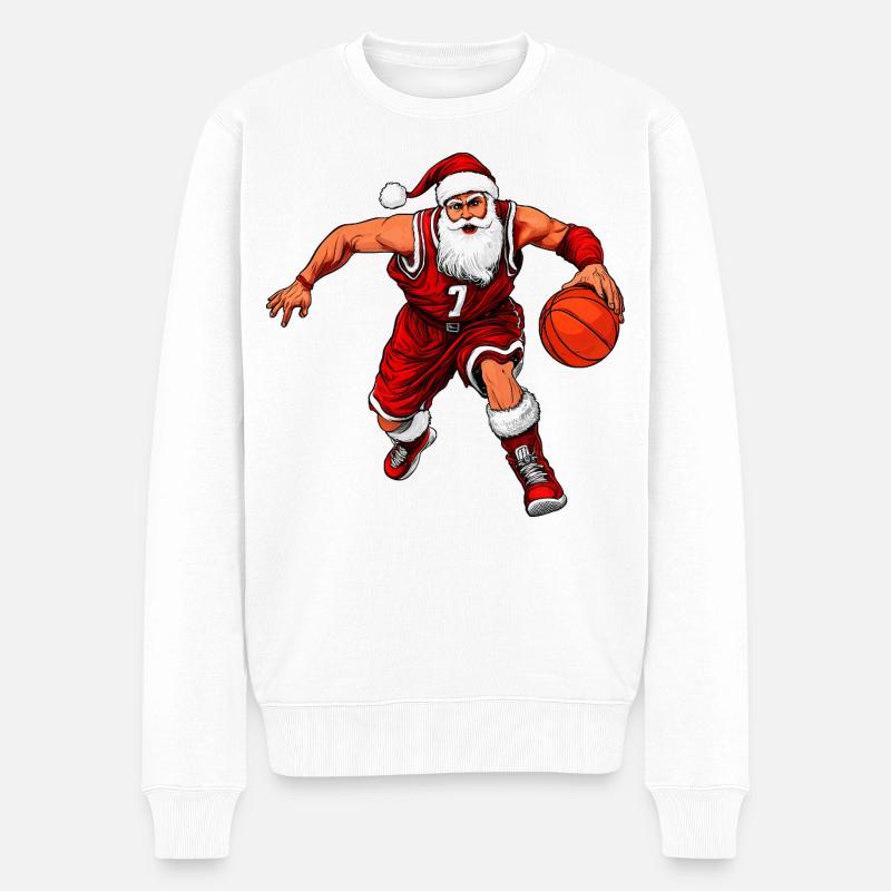 Basketballer Weihnachten - Männer Premium Bio Pullover - Weiß