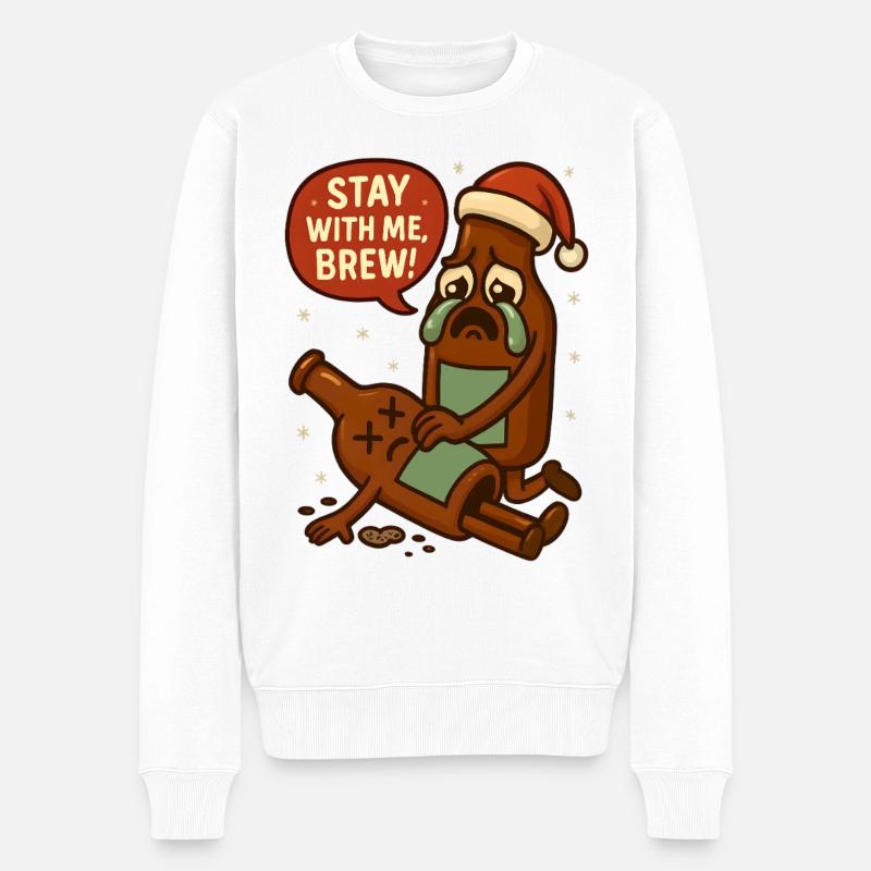 Bierflasche Herren Lustig Weihnachten - Männer Premium Bio Pullover - Weiß