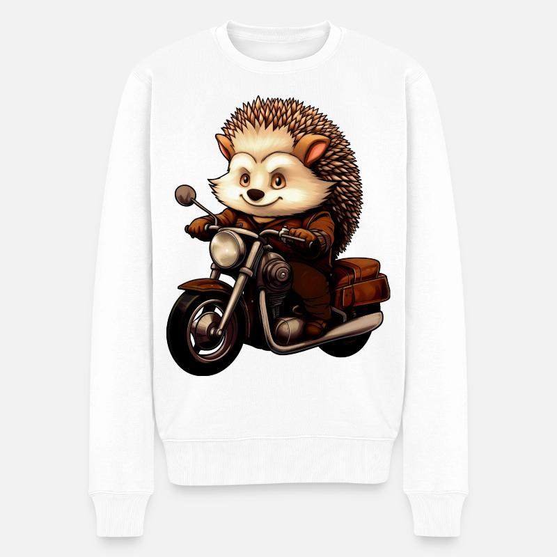Motorrad Igel - Männer Premium Bio Pullover - Weiß