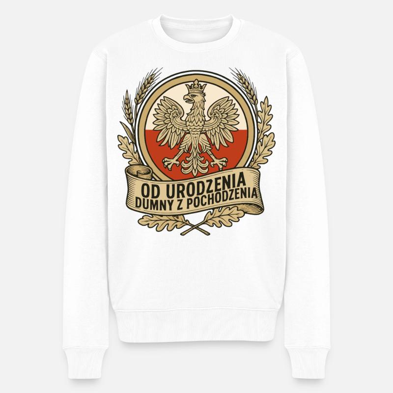 Born Proud Polish Eagle Emblem - Männer Premium Bio Pullover - Weiß