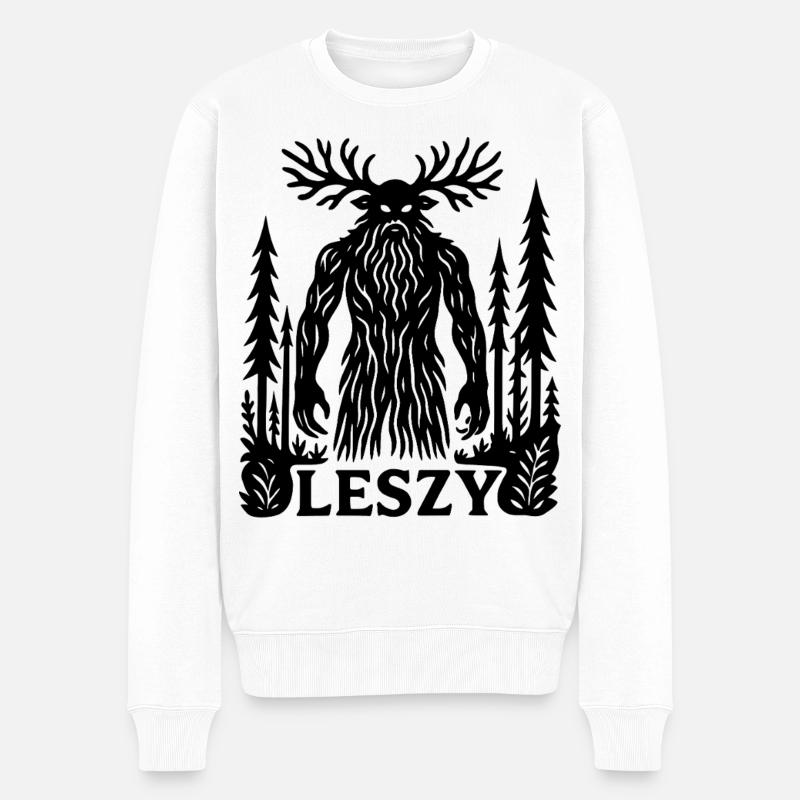 Waldgeist Leshy-Kunst - Männer Premium Bio Pullover - Weiß