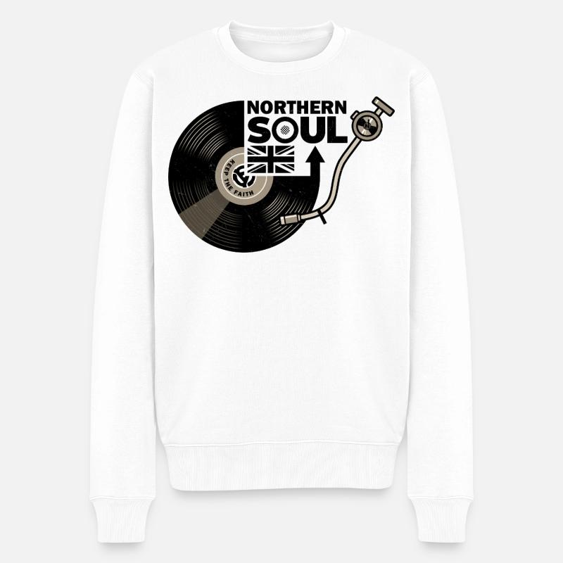 Northern Soul - Union Jack - Vinyl-Schallplatte - Männer Premium Bio Pullover - Weiß