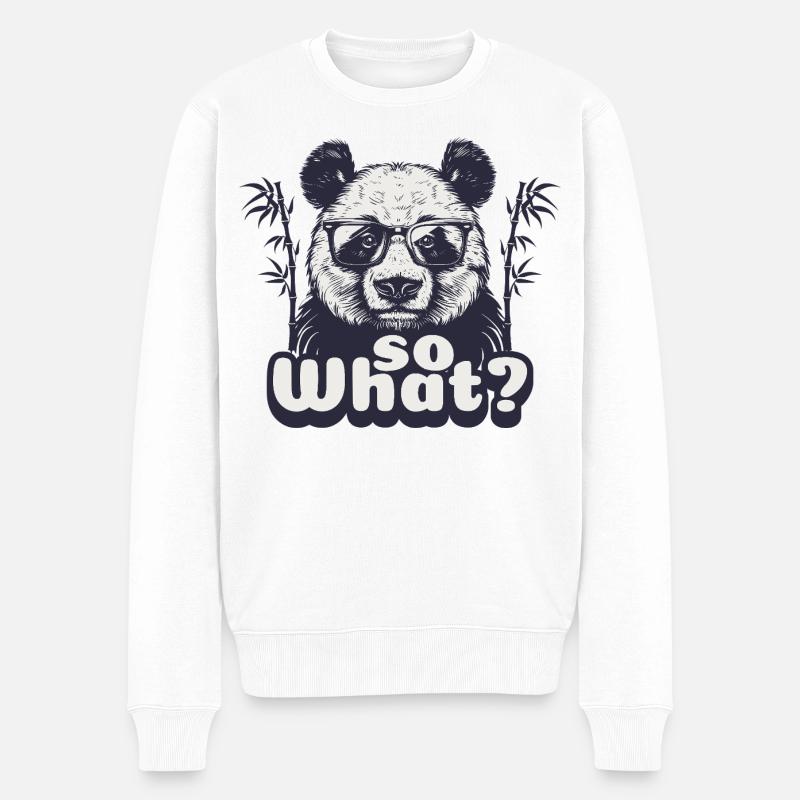 Panda, So What - Männer Premium Bio Pullover - Weiß