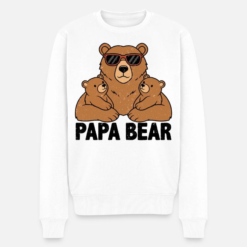 Papa Bear - Männer Premium Bio Pullover - Weiß