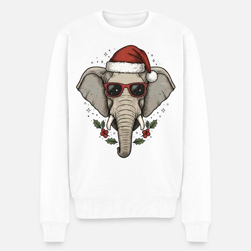 Éléphant de Noël drôle - Pull Premium bio Homme - blanc