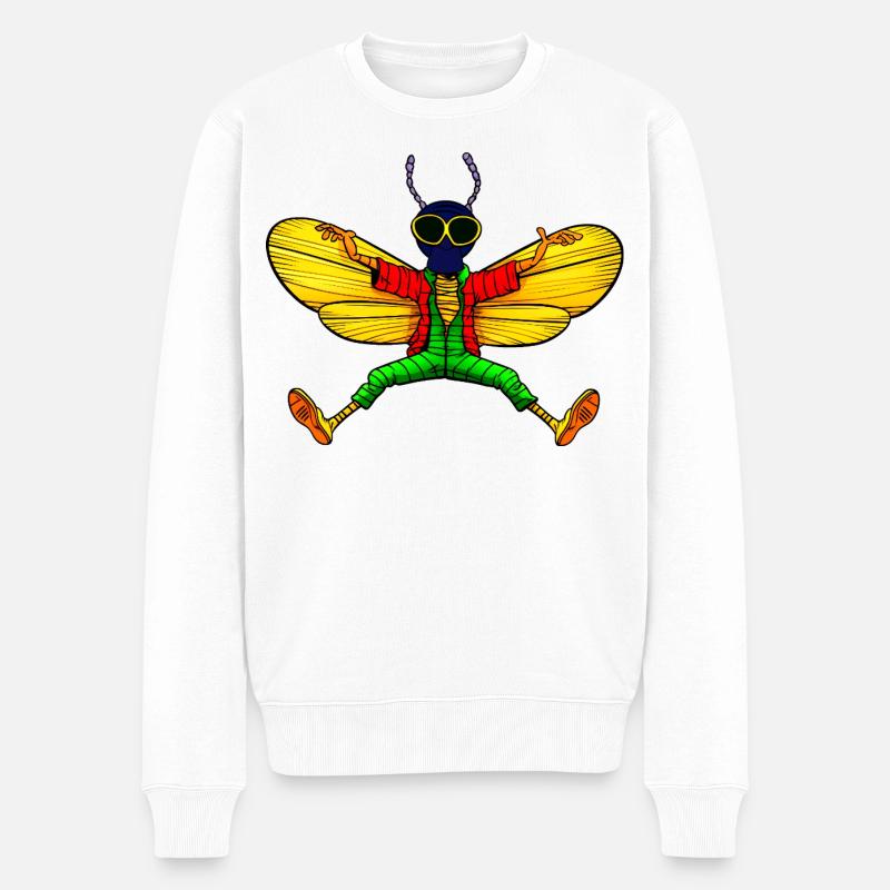 Fliege Yogi - Männer Premium Bio Pullover - Weiß