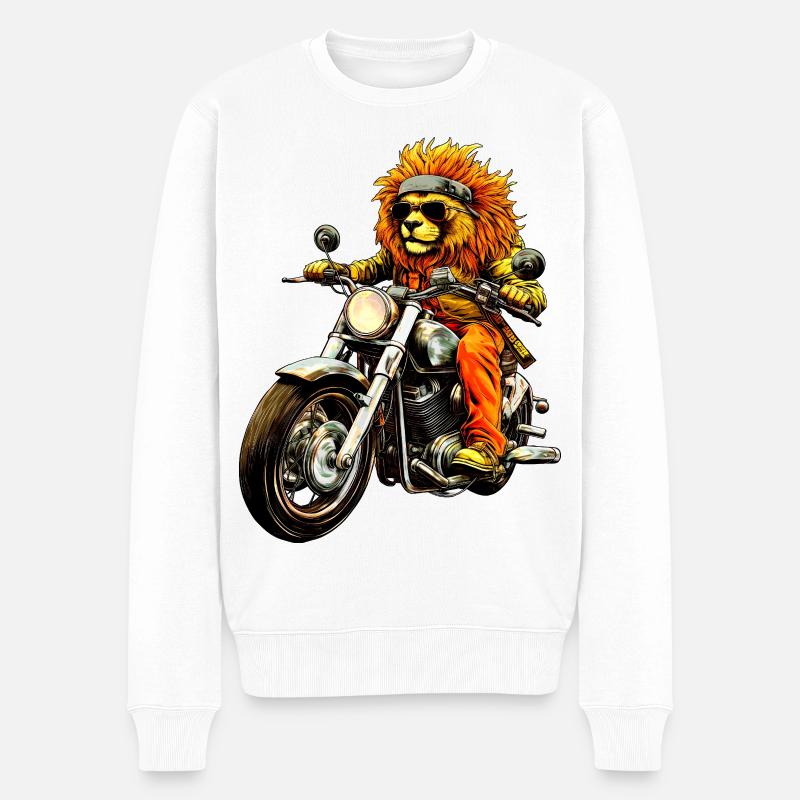 Motorrad Löwen - Männer Premium Bio Pullover - Weiß