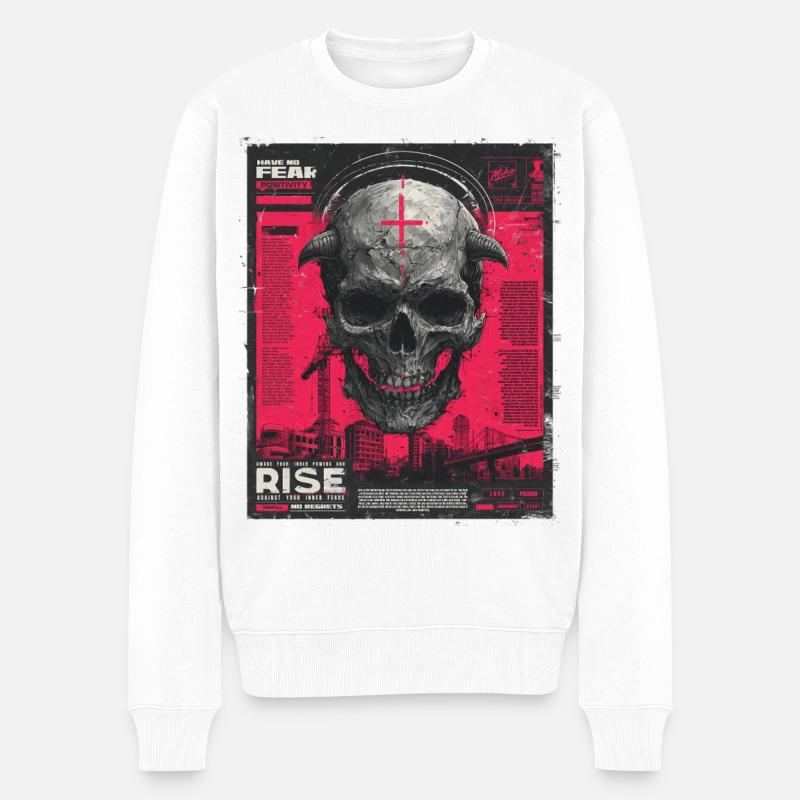 Schädel mit Kreuz im Urban-Poster - Männer Premium Bio Pullover - Weiß